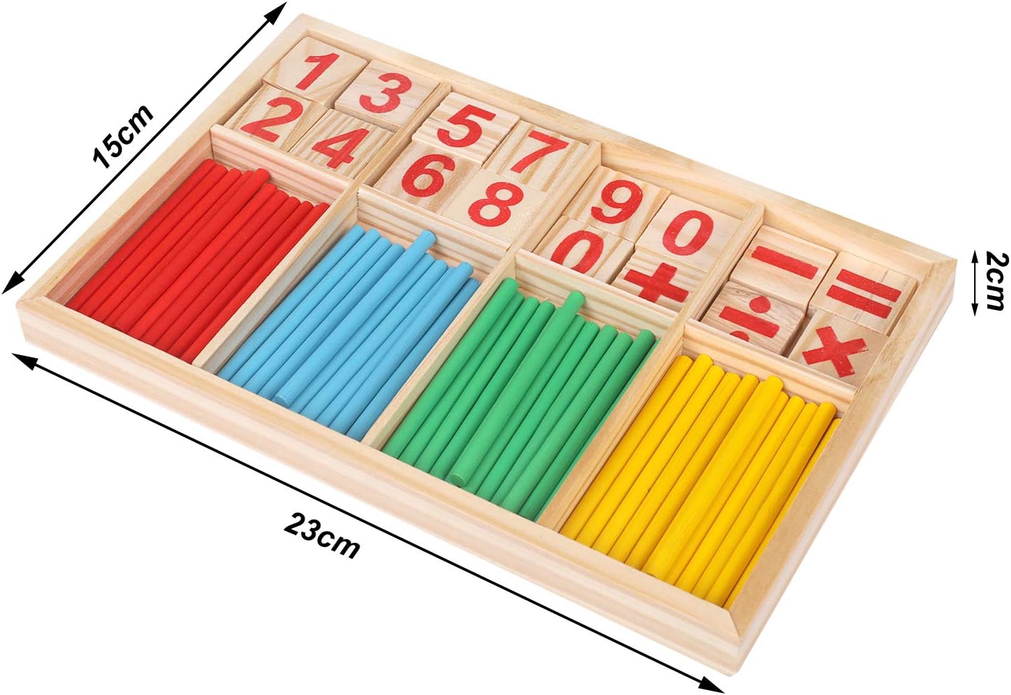 Wood Toy Counting Rods Mathematical Intelligence Sticks Wooden Number Cards Building Blocks gift for Kids Preschool Educational Toys(Colorful)
