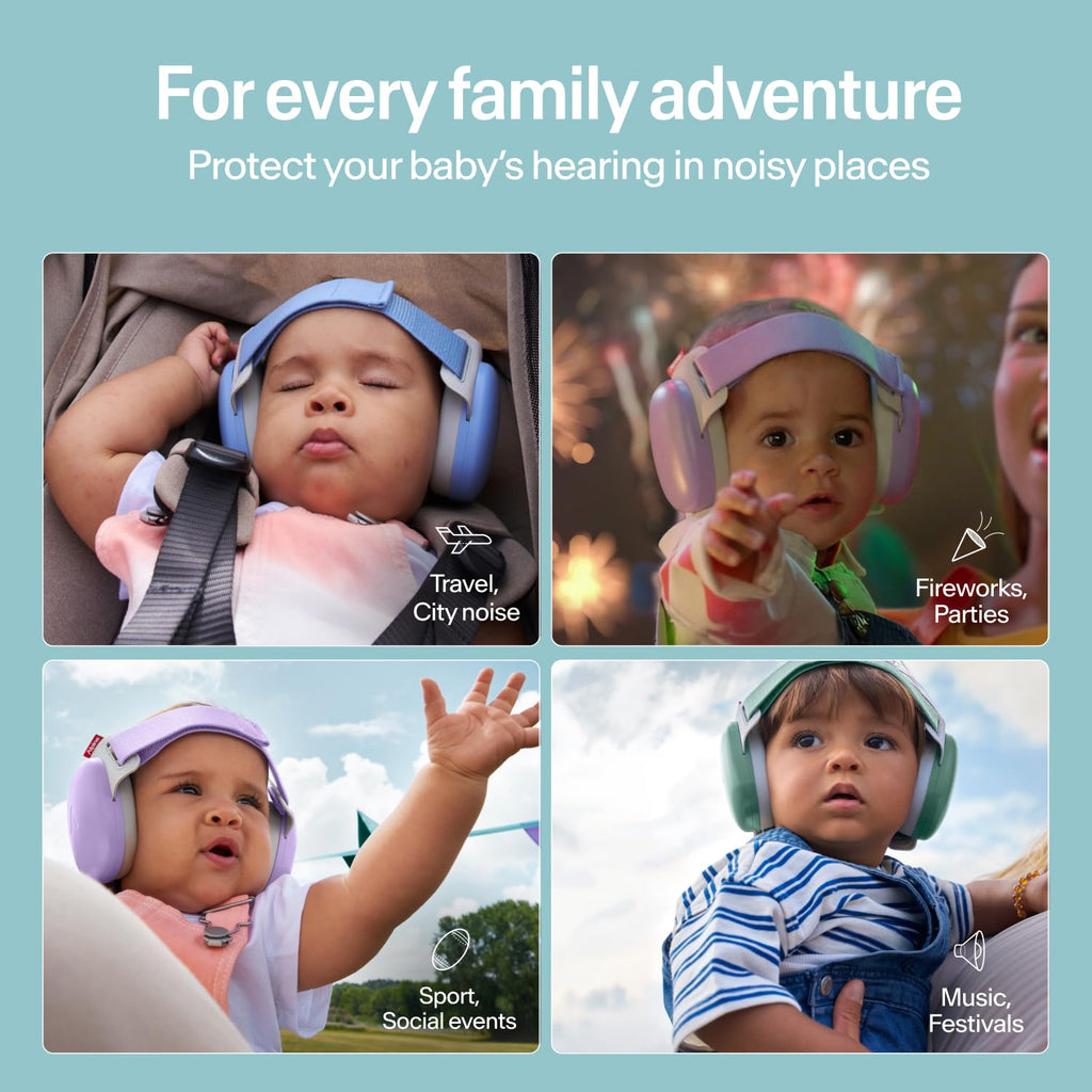 Alpine Muffy Baby Ear Defender for Babies and Toddlers up to 36 Months - CE & UKCA Certified - Noise Reduction Earmuffs - Comfortable Baby Headphones Against Hearing Damage & Improves Sleep - Blue