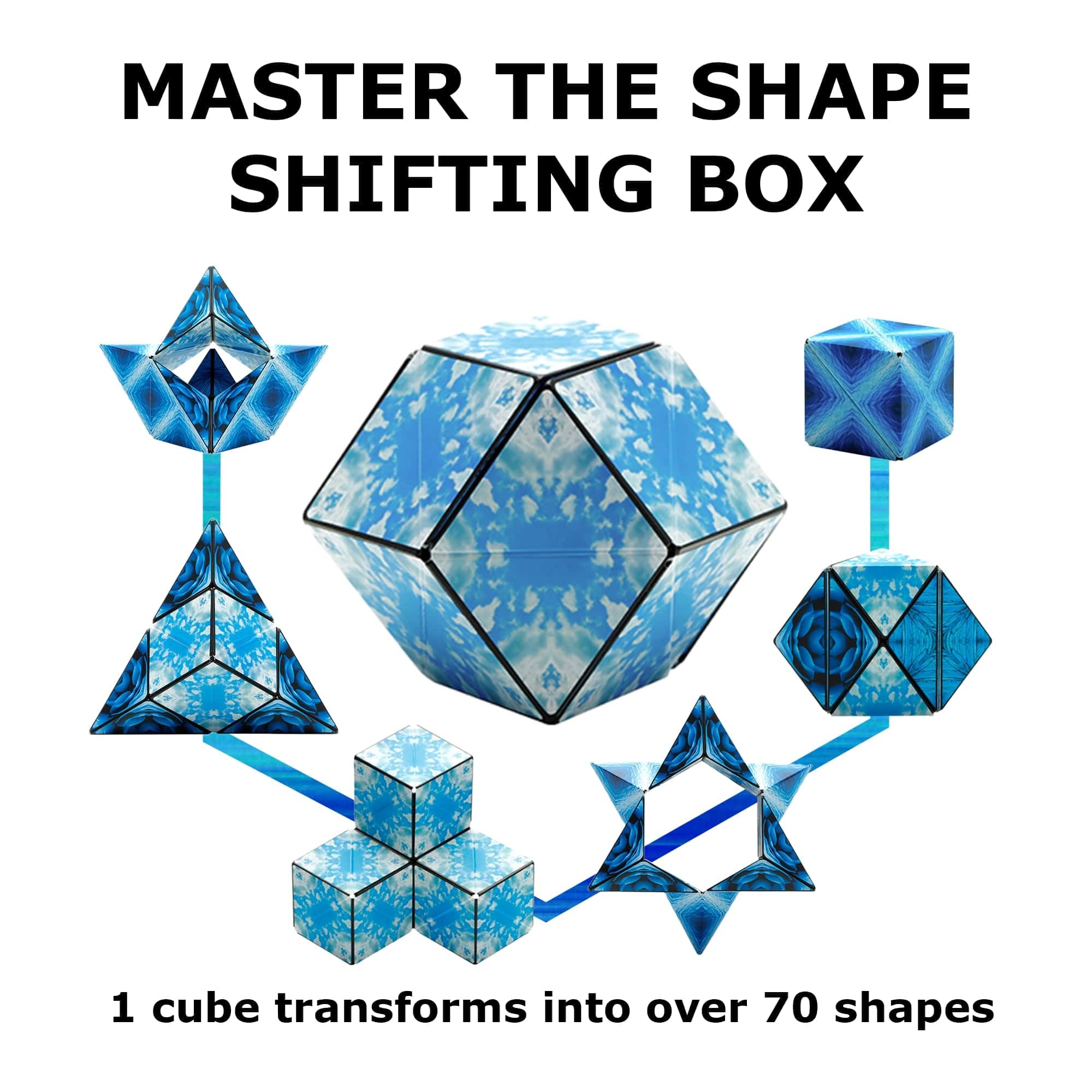 Shashibo Shape Shifting Box - Award-Winning STEM Fidget Toy with Ultra Strong Magnets - Puzzle Cube Transforms Into 100+ Shapes, Perfect Sensory Gift for Kids, Teens, and Adults (Spaced Out)