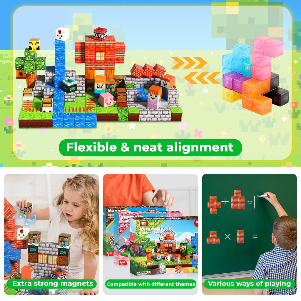 ToyUnited Magnetic Blocks - 100PCS Magnetic Building Blocks Tiles Cubes Stacking, Creative Construction Toys STEM Montessori Sensory Toys for Kids Boys Girls Ages 3 4 5 6 7 8 9 10 Birthday Gifts