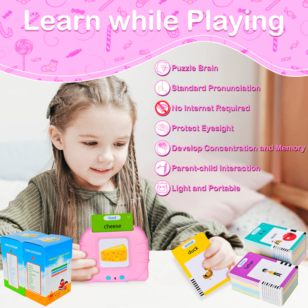 Talking Flash Cards Early Educational Toys for 3 4 5 6 Year Old Baby Boys Girls, Preschool Learning Reading Machine with 224 Words, Montessori Interactive Gift for Kids Toddlers