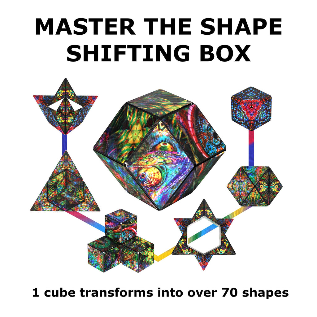 Shashibo Shape Shifting Box - Award-Winning STEM Fidget Toy with Ultra Strong Magnets - Puzzle Cube Transforms Into 100+ Shapes, Perfect Sensory Gift for Kids, Teens, and Adults (Spaced Out)