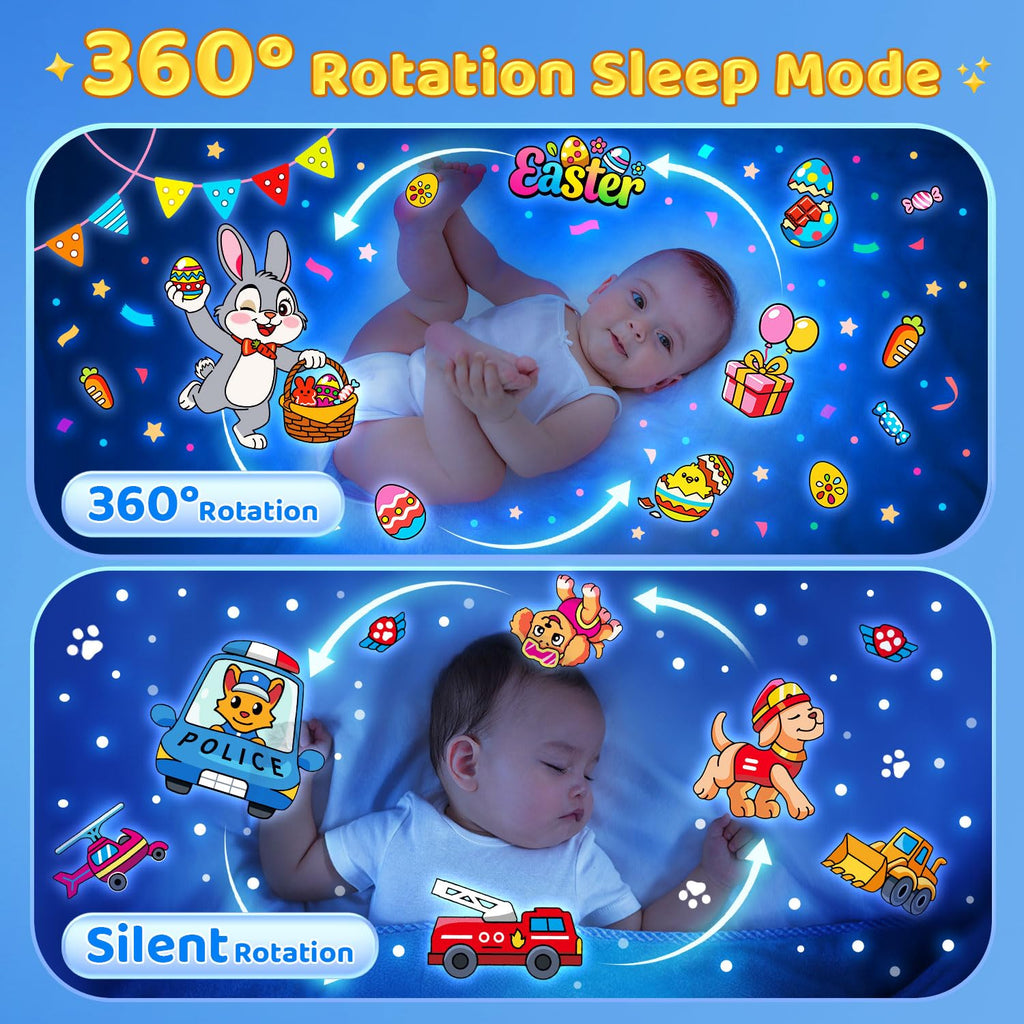 Egg Light Gifts for Kids Sound Machine | 15 Sleeping Sounds+14HD Films+7 Colors+360°Rotating | Easter Gifts for Kids Primal Hatch Dinosaur Egg Night Light for Nursery Boy Toys Hatch Sound Machine
