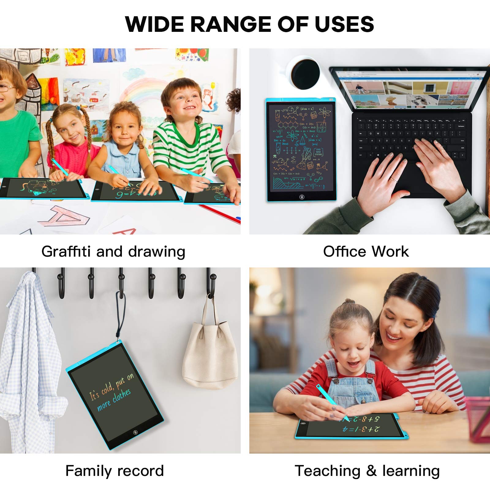 LCD Writing Tablet, 12 Inch LCD Coloring Drawing Tablet Doodle Board for Kids Learning Toys, Erasable Electronic eWriter Handwriting Sketch Pad, Christmas Birthday Gifts for 3 Age+