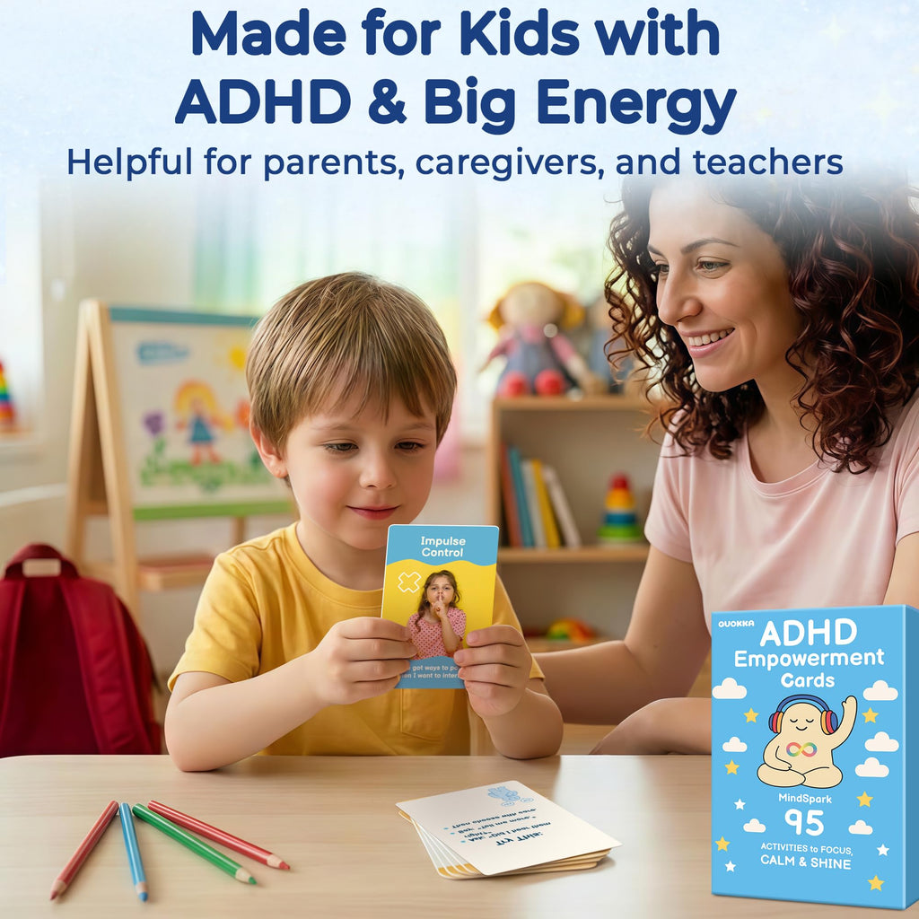 QUOKKA ADHD Tools for Kids – Emotional Regulation Tools for Kids in a Fun Flashcards Deck – Big Feelings Support, Focus Activities, Social Skills & Impulse Control Cards for Home or Classroom
