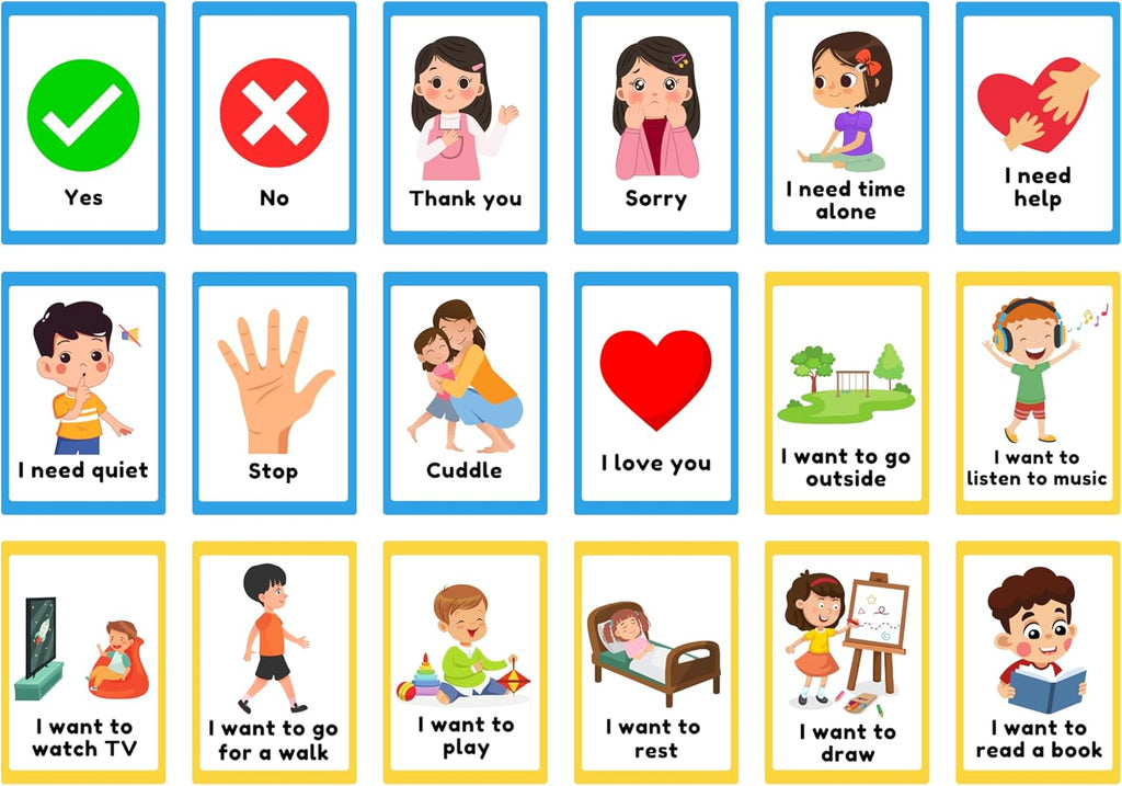 Communication Cards for Non Verbal Children and Adults, Autism Special Needs Visual Communication Aid Flash Cards (ENGLISH)