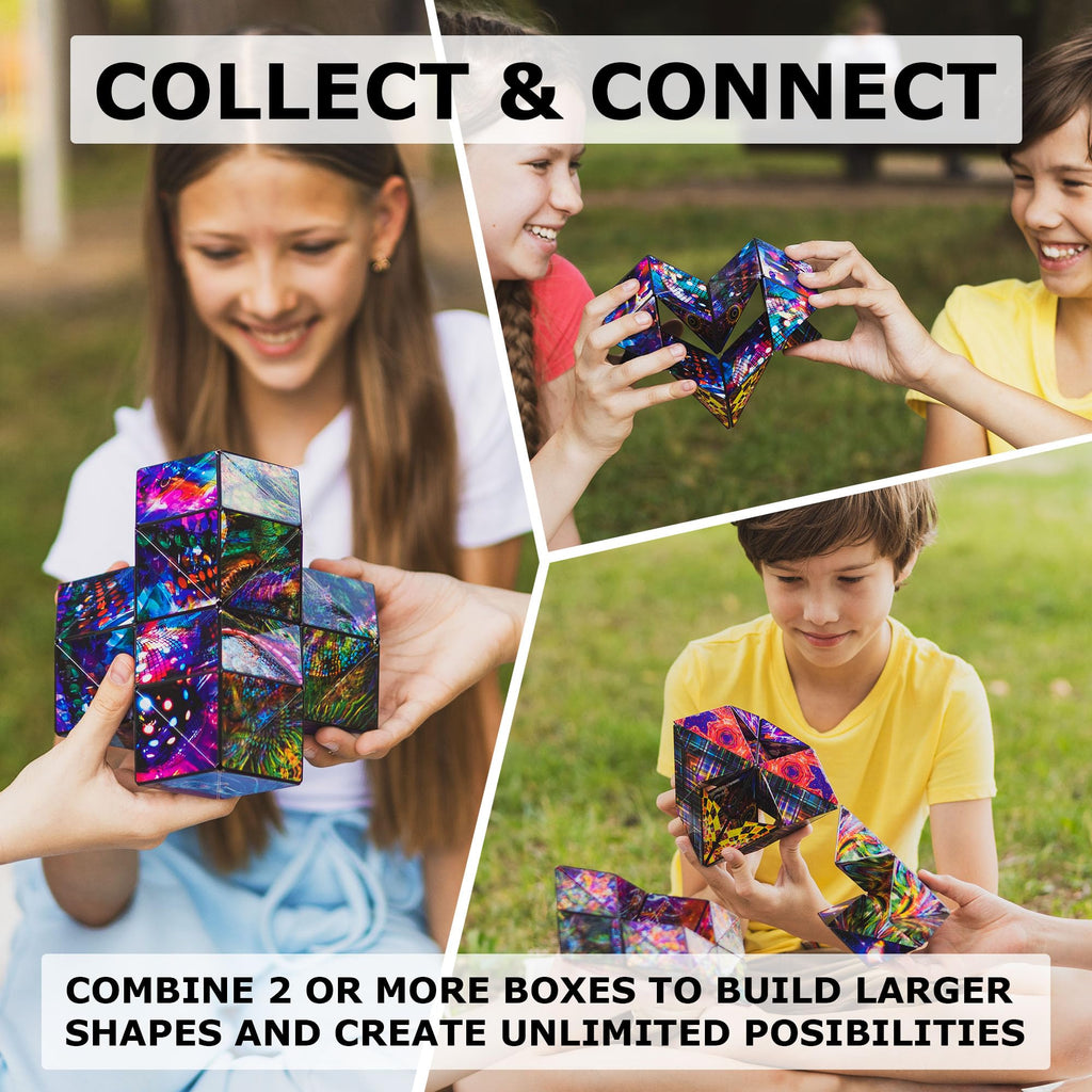 Shashibo Shape Shifting Box - Award-Winning STEM Fidget Toy with Ultra Strong Magnets - Puzzle Cube Transforms Into 100+ Shapes, Perfect Sensory Gift for Kids, Teens, and Adults (Spaced Out)