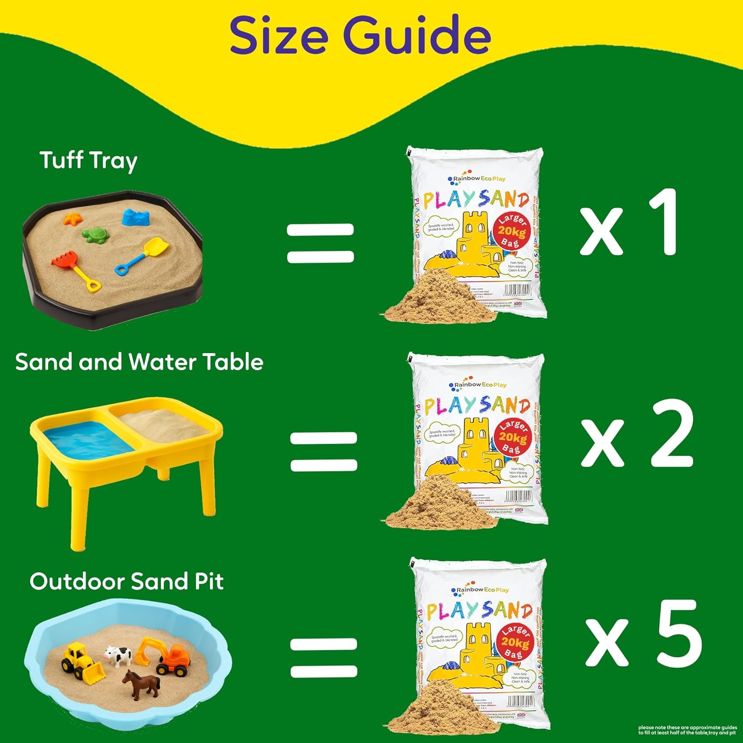 Rainbow Eco Play Sand - 20kg Natural, Non-Toxic Sand for Kids - Sandpit, Building, Sensory Play