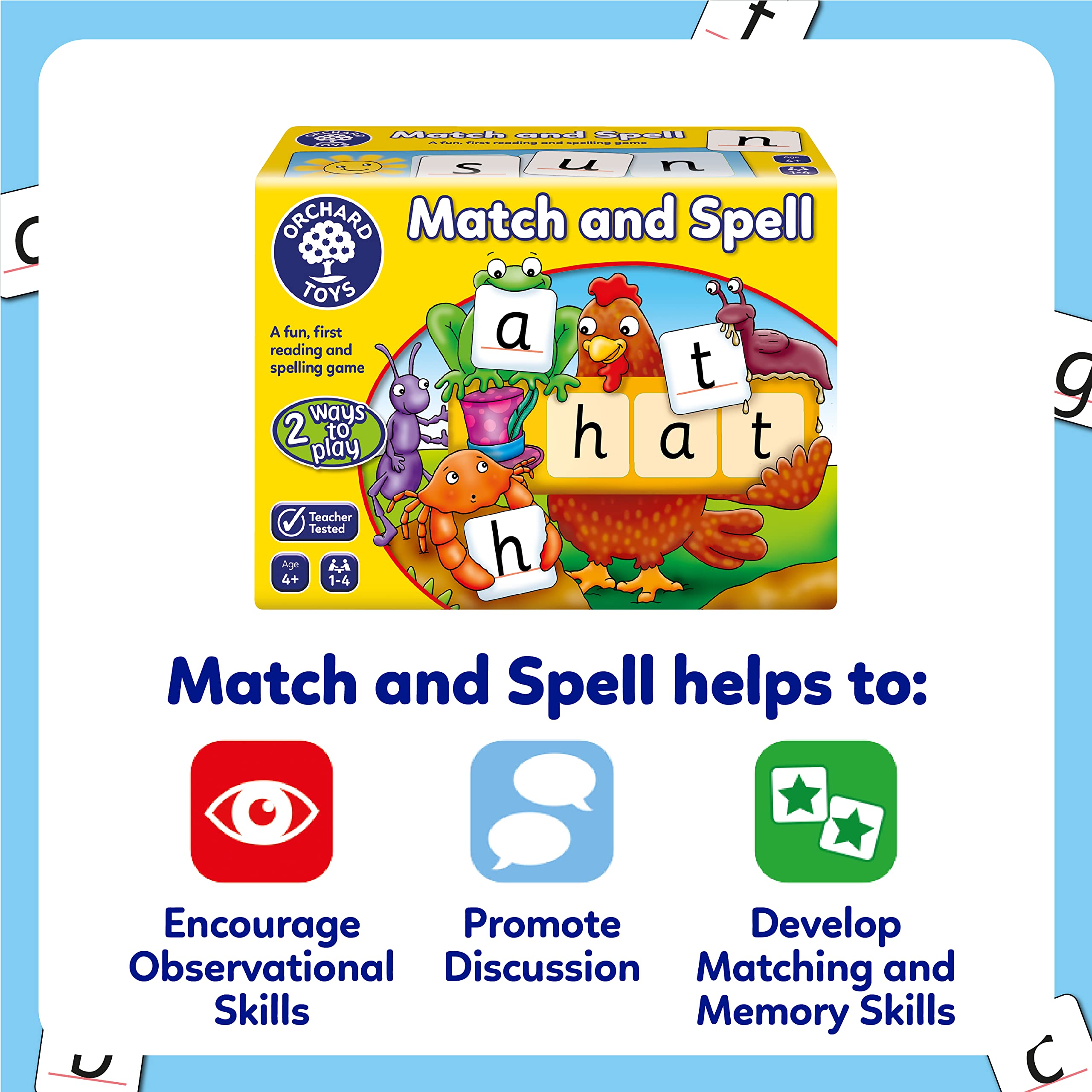 Orchard Toys Match and Spell Game - Kids Learning & Educational Toys with Sight Words & Flash Cards - Alphabet & Spelling Games for 4 Year Olds and Up - Word Building & Phonics Games for Boys & Girls