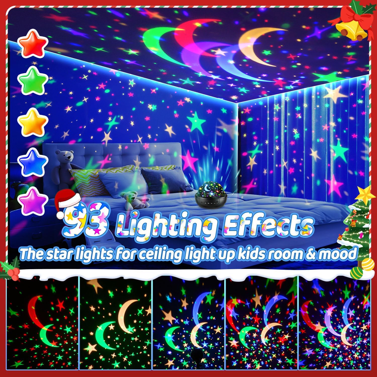 Sensory Toys Baby Toys,93 Lighting Mode Sensory Lights,Dimmable+Timer+Remote Star Projector Baby Lights Projector,360°Rotate Baby Night Light Kids Night Light Projector,Baby Boy Gifts Baby Girl Gifts