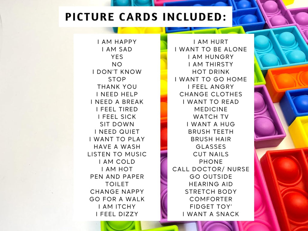 Plastic Communication Cards for Special Needs, Set of 60 Picture Exchange Communication, Non Verbal Aid Autism Senior Autistic
