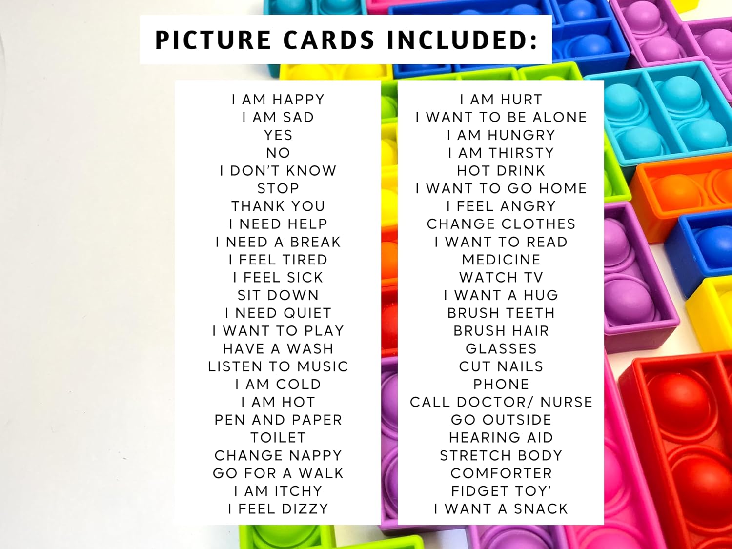 Plastic Communication Cards for Special Needs, Set of 60 Picture Exchange Communication, Non Verbal Aid Autism Senior Autistic
