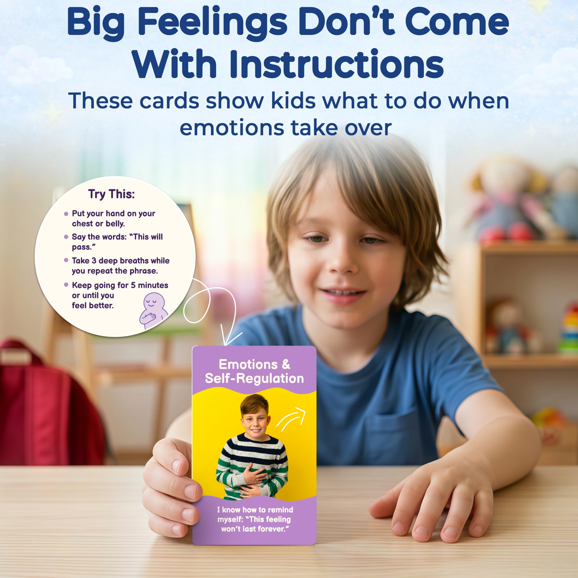 QUOKKA ADHD Tools for Kids – Emotional Regulation Tools for Kids in a Fun Flashcards Deck – Big Feelings Support, Focus Activities, Social Skills & Impulse Control Cards for Home or Classroom