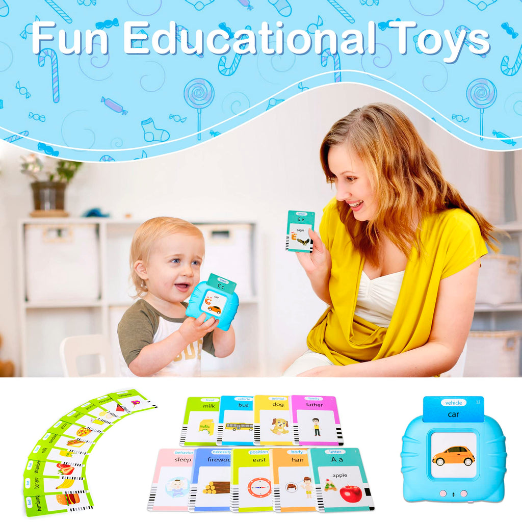 Talking Flash Cards Early Educational Toys for 3 4 5 6 Year Old Baby Boys Girls, Preschool Learning Reading Machine with 224 Words, Montessori Interactive Gift for Kids Toddlers