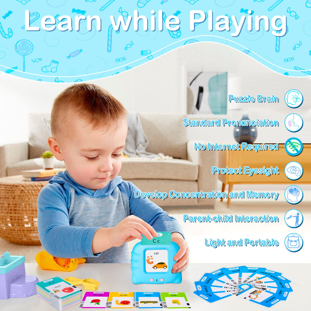 Talking Flash Cards Early Educational Toys for 3 4 5 6 Year Old Baby Boys Girls, Preschool Learning Reading Machine with 224 Words, Montessori Interactive Gift for Kids Toddlers
