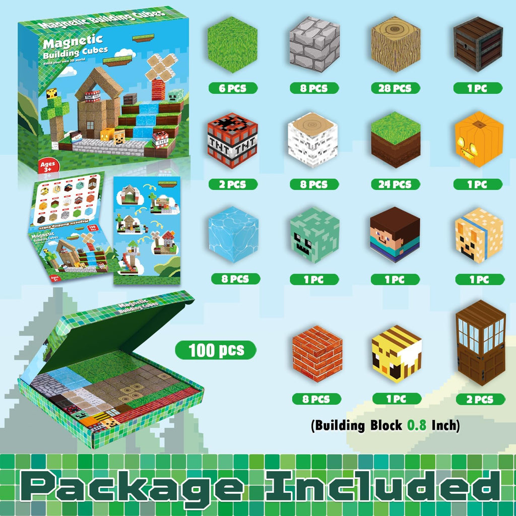 ToyUnited Magnetic Blocks - 100PCS Magnetic Building Blocks Tiles Cubes Stacking, Creative Construction Toys STEM Montessori Sensory Toys for Kids Boys Girls Ages 3 4 5 6 7 8 9 10 Birthday Gifts