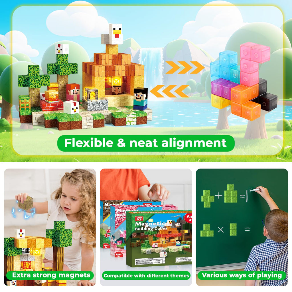 ToyUnited Magnetic Blocks - 100PCS Magnetic Building Blocks Tiles Cubes Stacking, Creative Construction Toys STEM Montessori Sensory Toys for Kids Boys Girls Ages 3 4 5 6 7 8 9 10 Birthday Gifts
