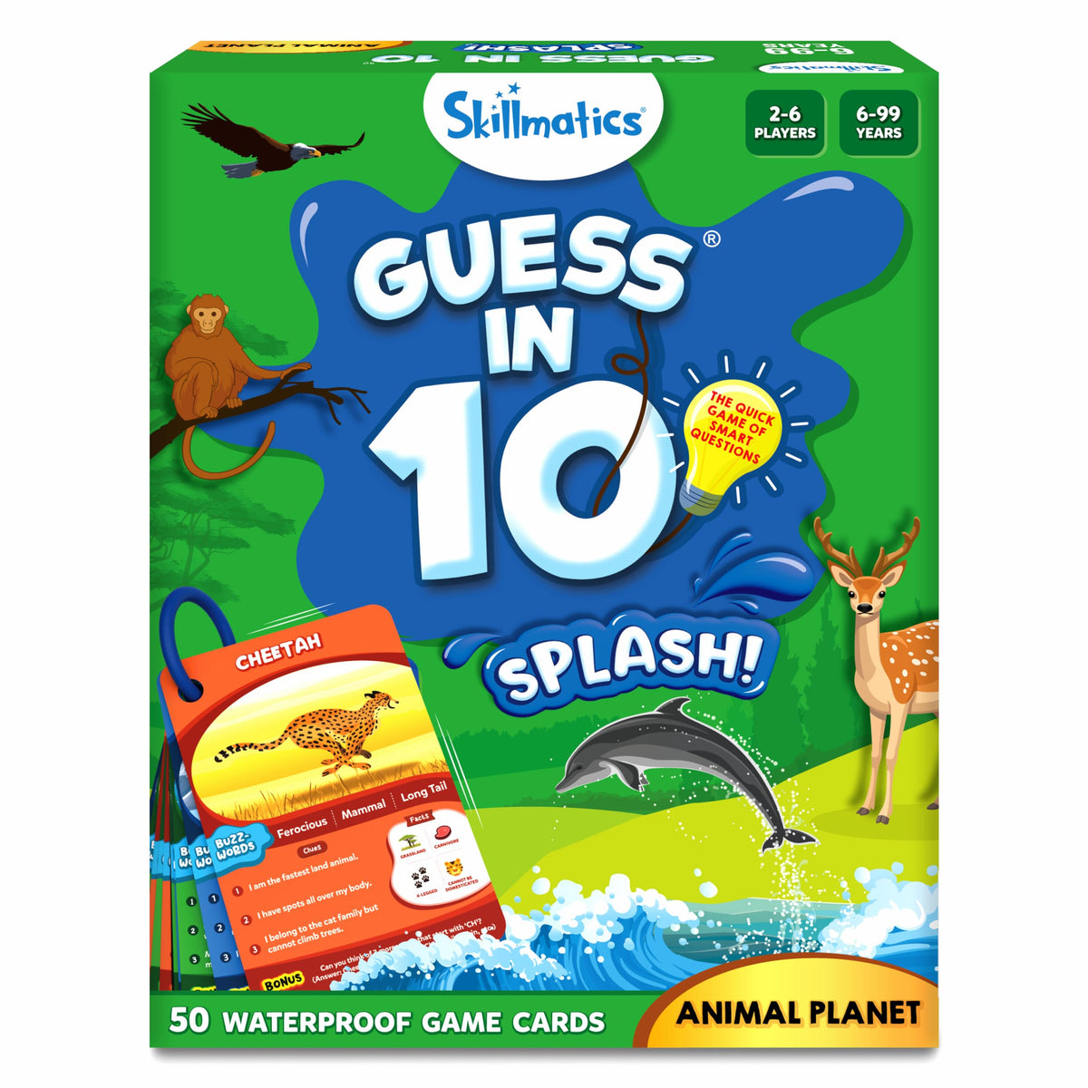 Skillmatics Guess in 10 Animal Planet, Card Game, Perfect for Boys, Girls, Kids, Teens, Adults Who Love Animals, Trivia Games, Travel Games, Gifts for Ages 6, 7, 8, 9, 10, and Up