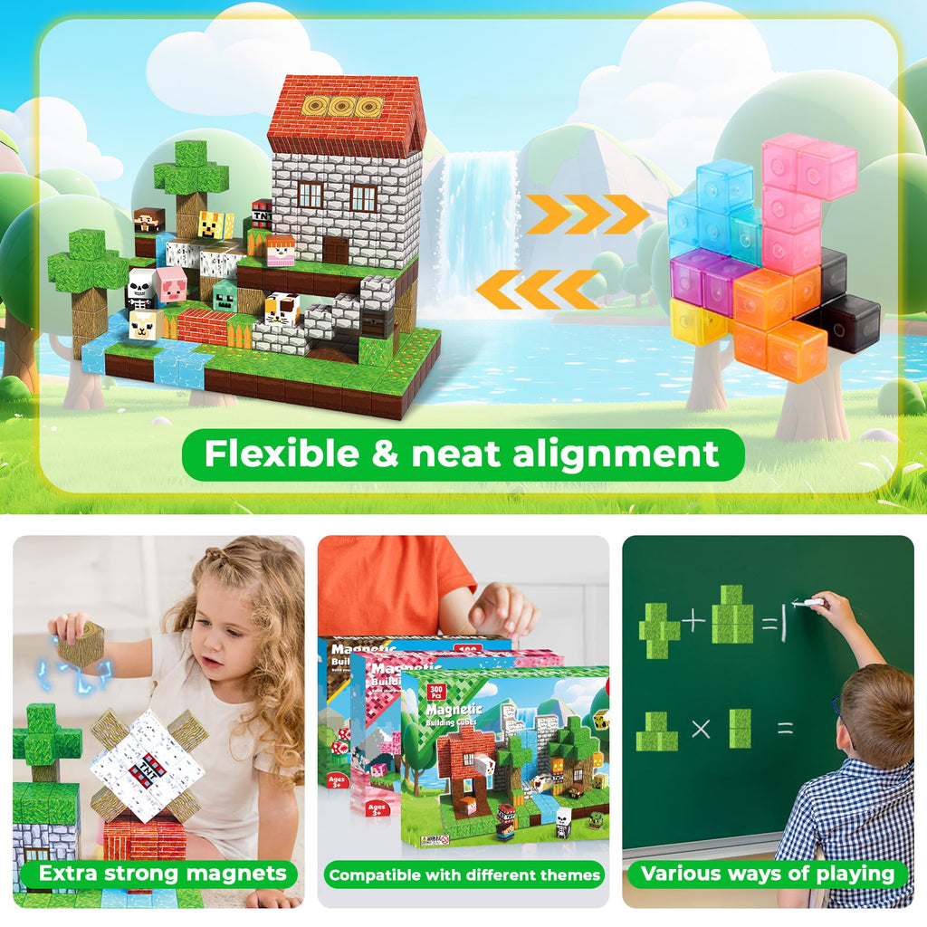 ToyUnited Magnetic Blocks - 100PCS Magnetic Building Blocks Tiles Cubes Stacking, Creative Construction Toys STEM Montessori Sensory Toys for Kids Boys Girls Ages 3 4 5 6 7 8 9 10 Birthday Gifts