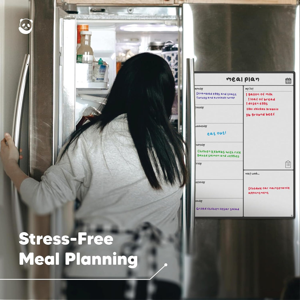 Smart Panda A3 Magnetic Whiteboard Fridge Calendar - Meal Planner and Shopping List White Board - Memo Board and Family Planner Notice Board - Weekly