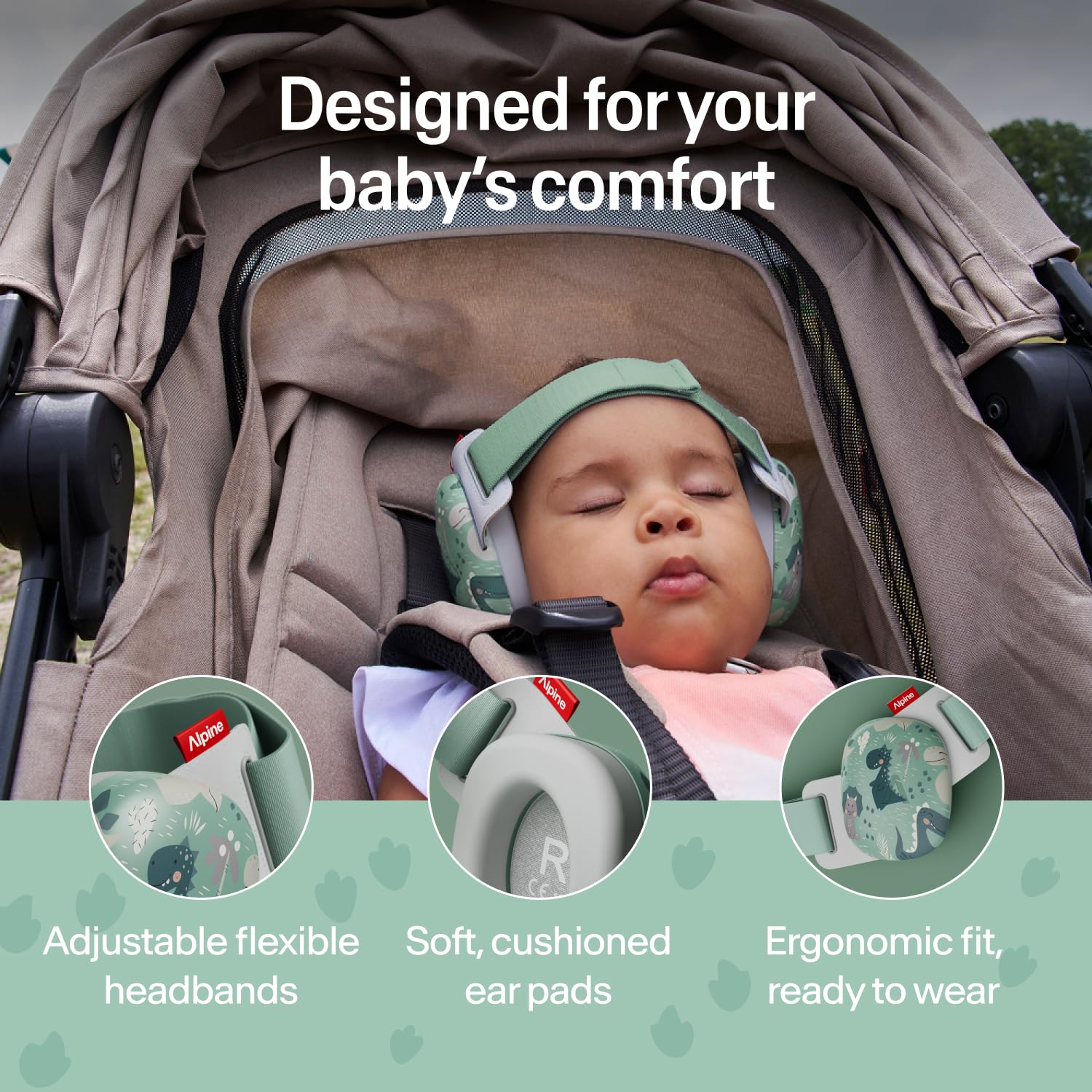 Alpine Muffy Baby Ear Defender for Babies and Toddlers up to 36 Months - CE & UKCA Certified - Noise Reduction Earmuffs - Comfortable Baby Headphones Against Hearing Damage & Improves Sleep - Blue