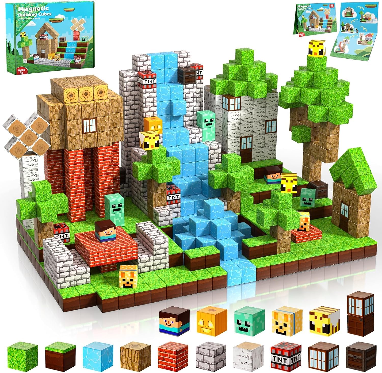 ToyUnited Magnetic Blocks - 100PCS Magnetic Building Blocks Tiles Cubes Stacking, Creative Construction Toys STEM Montessori Sensory Toys for Kids Boys Girls Ages 3 4 5 6 7 8 9 10 Birthday Gifts
