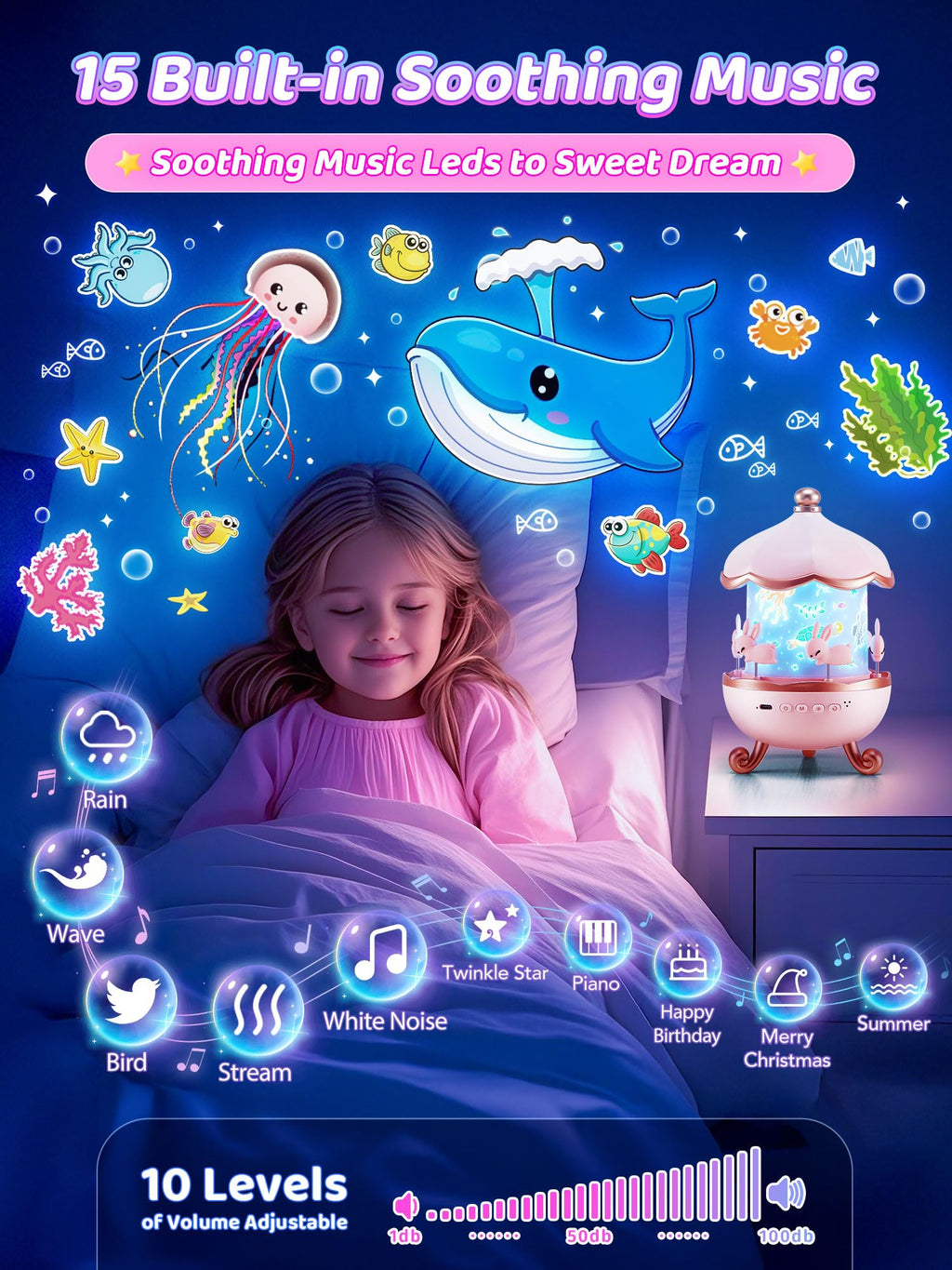 Egg Light Gifts for Kids Sound Machine | 15 Sleeping Sounds+14HD Films+7 Colors+360°Rotating | Easter Gifts for Kids Primal Hatch Dinosaur Egg Night Light for Nursery Boy Toys Hatch Sound Machine