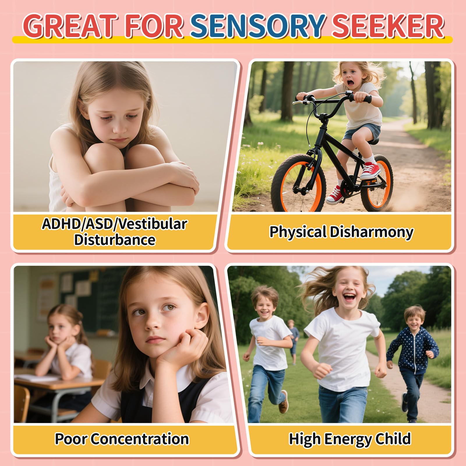 KidBloom Spinning Chair for Autism, Upgrade Handle Sensory Toys for Autism, Autism Sensory Equipment, Sit and Spin ADHD Sensory Chair