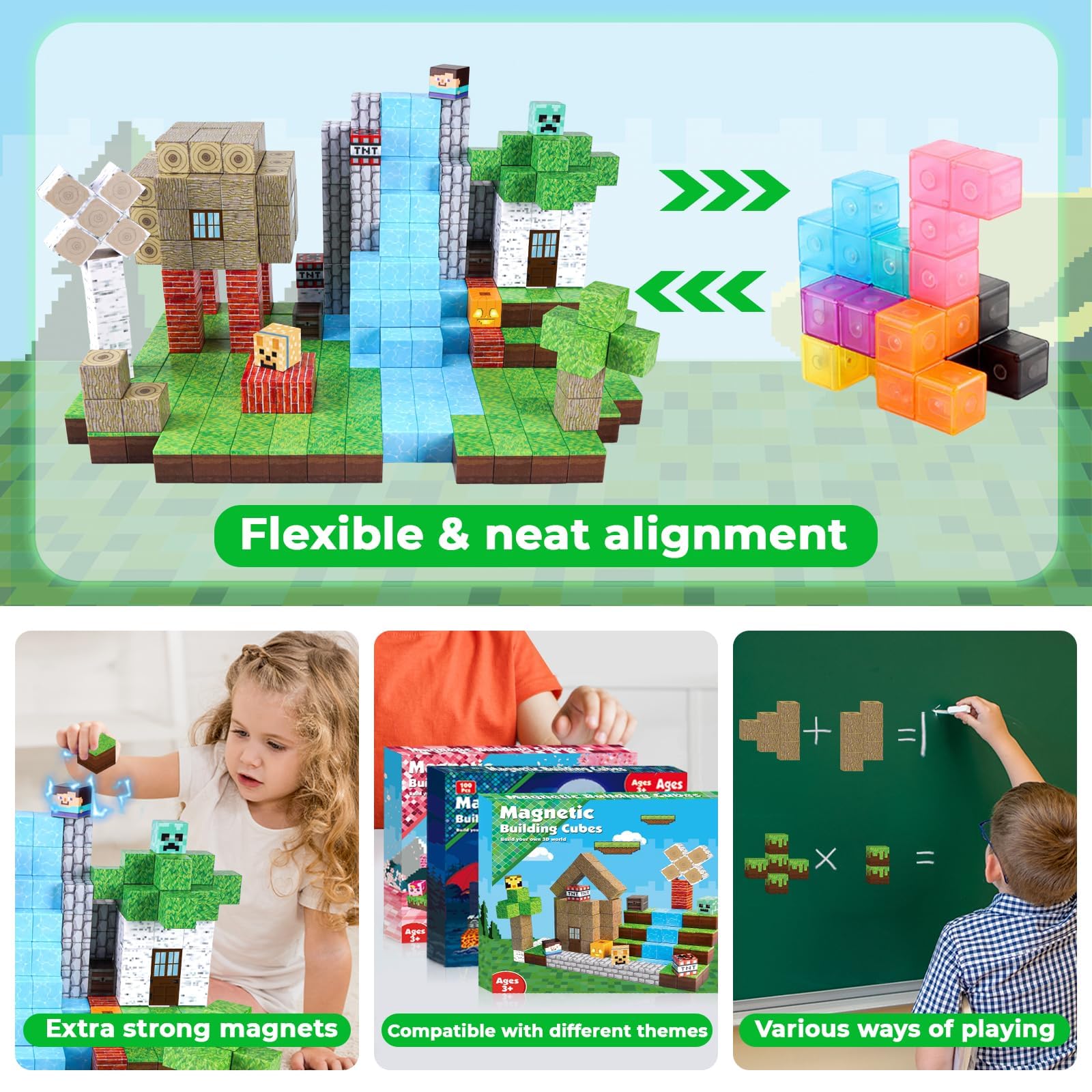 ToyUnited Magnetic Blocks - 100PCS Magnetic Building Blocks Tiles Cubes Stacking, Creative Construction Toys STEM Montessori Sensory Toys for Kids Boys Girls Ages 3 4 5 6 7 8 9 10 Birthday Gifts