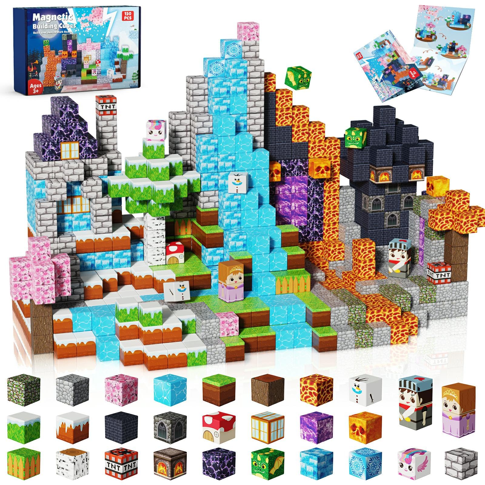 ToyUnited Magnetic Blocks - 100PCS Magnetic Building Blocks Tiles Cubes Stacking, Creative Construction Toys STEM Montessori Sensory Toys for Kids Boys Girls Ages 3 4 5 6 7 8 9 10 Birthday Gifts