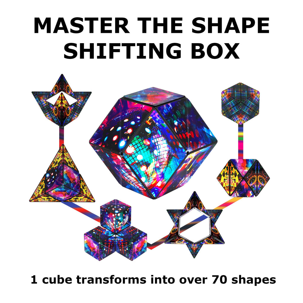 Shashibo Shape Shifting Box - Award-Winning STEM Fidget Toy with Ultra Strong Magnets - Puzzle Cube Transforms Into 100+ Shapes, Perfect Sensory Gift for Kids, Teens, and Adults (Spaced Out)