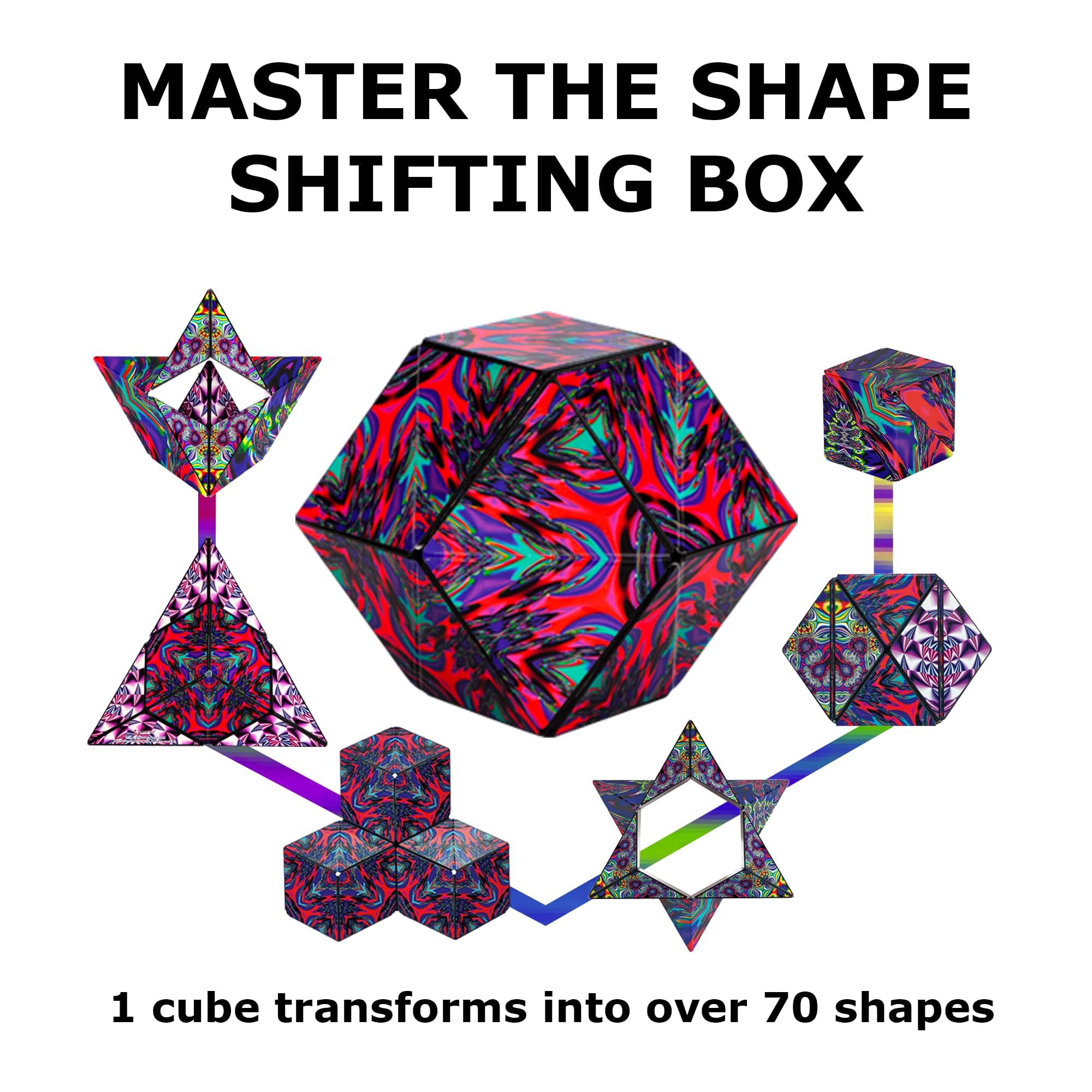 Shashibo Shape Shifting Box - Award-Winning STEM Fidget Toy with Ultra Strong Magnets - Puzzle Cube Transforms Into 100+ Shapes, Perfect Sensory Gift for Kids, Teens, and Adults (Spaced Out)