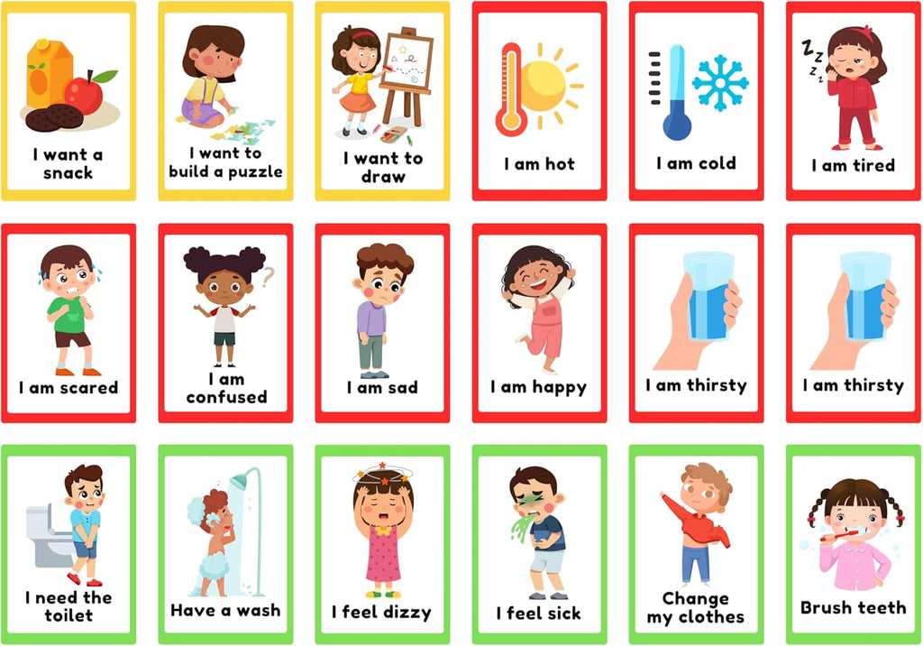 Communication Cards for Non Verbal Children and Adults, Autism Special Needs Visual Communication Aid Flash Cards (ENGLISH)