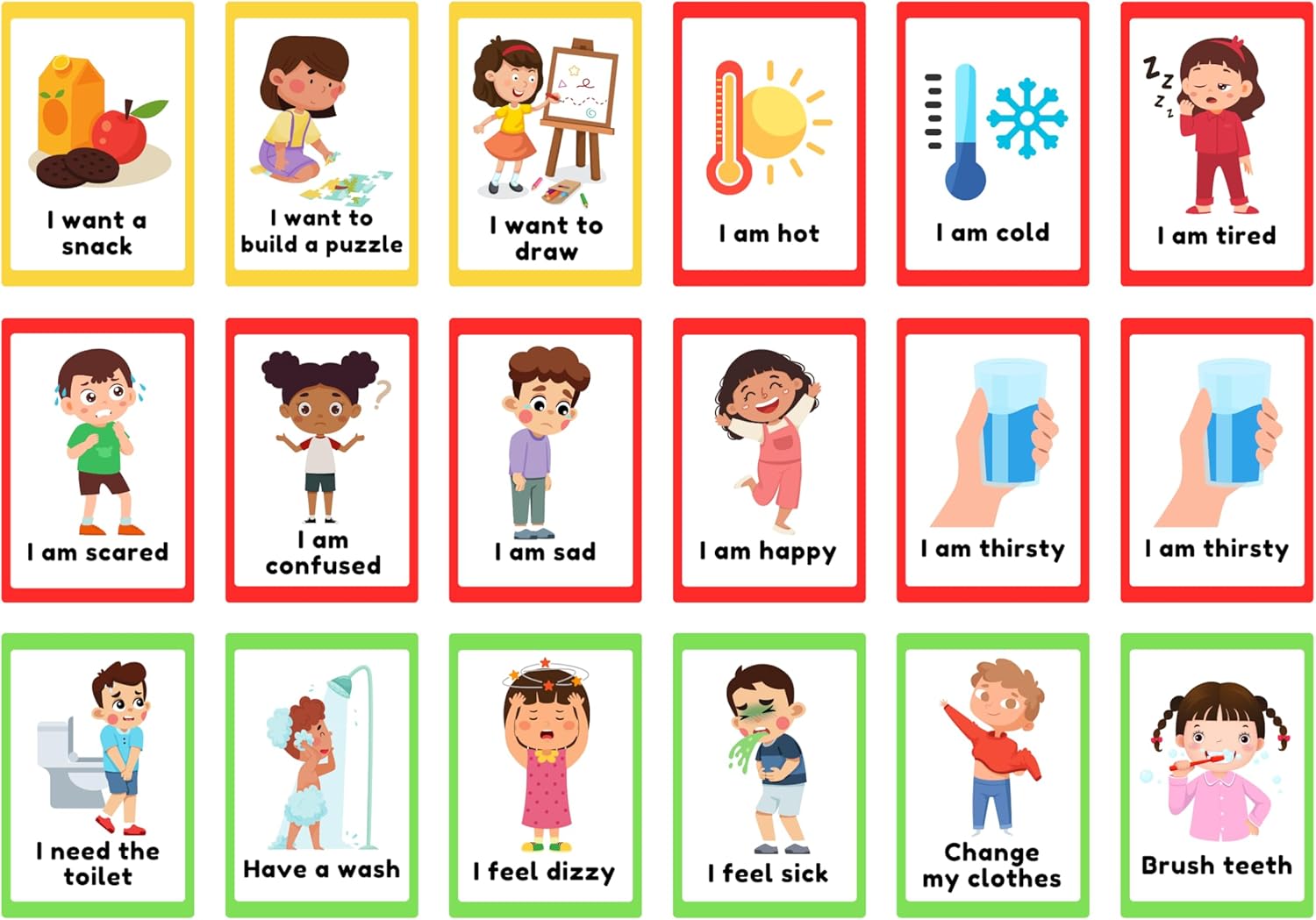 Communication Cards for Non Verbal Children and Adults, Autism Special Needs Visual Communication Aid Flash Cards (ENGLISH)