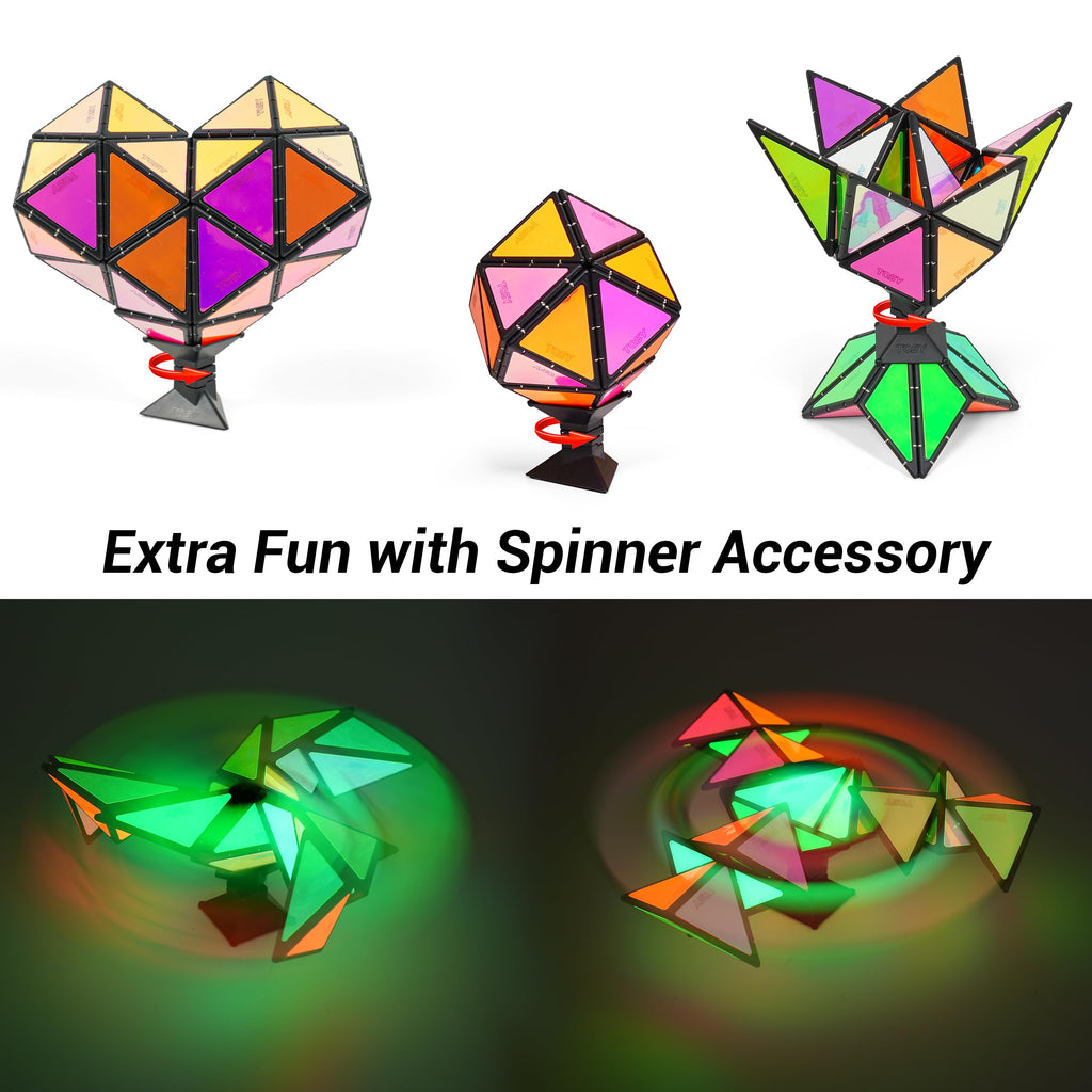 TOSY Magnet Pyramid Stone - 1 Cube Transforms into 1 Billion Shapes (Bunny, Egg Basket, Flowers, Heart), Easter Birthday Gift, 12 pcs, 243 Magnets, Holographic Design, Puzzle/STEM Toy