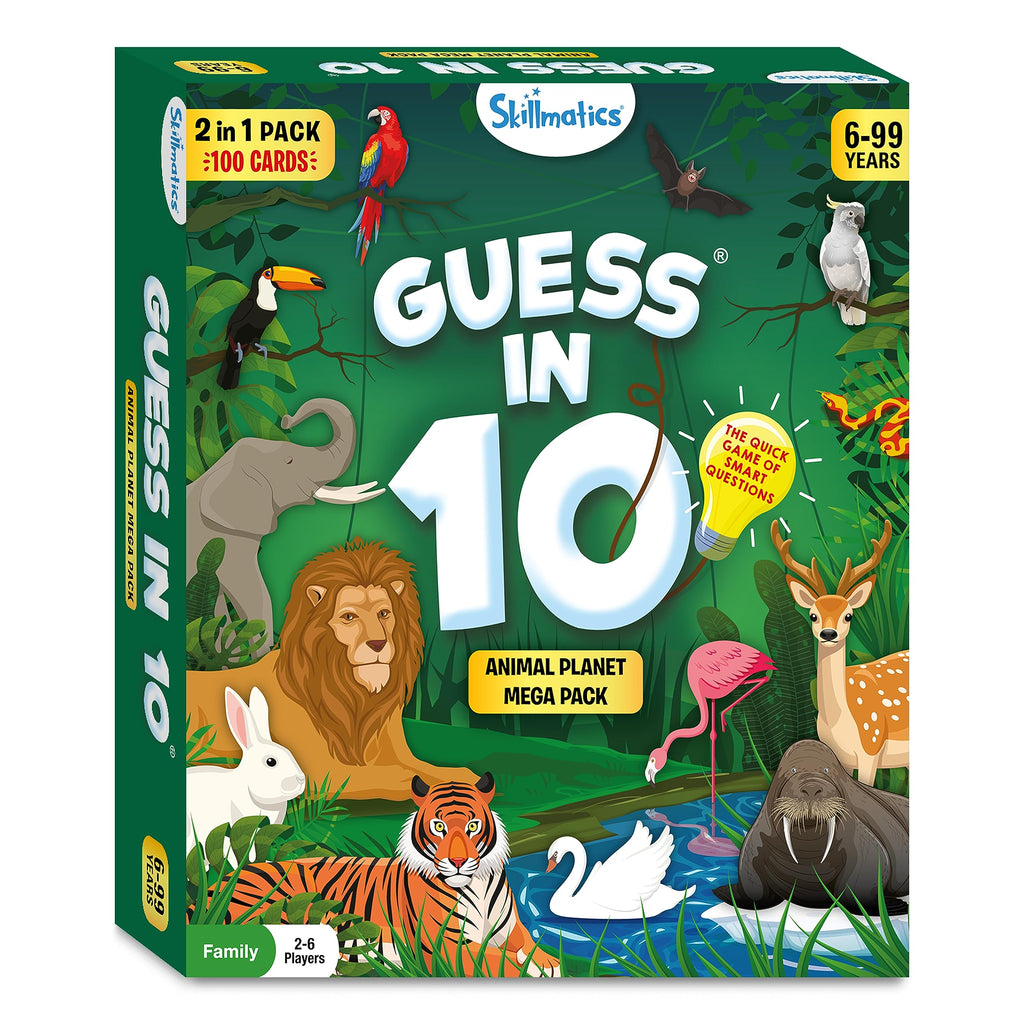Skillmatics Guess in 10 Animal Planet, Card Game, Perfect for Boys, Girls, Kids, Teens, Adults Who Love Animals, Trivia Games, Travel Games, Gifts for Ages 6, 7, 8, 9, 10, and Up
