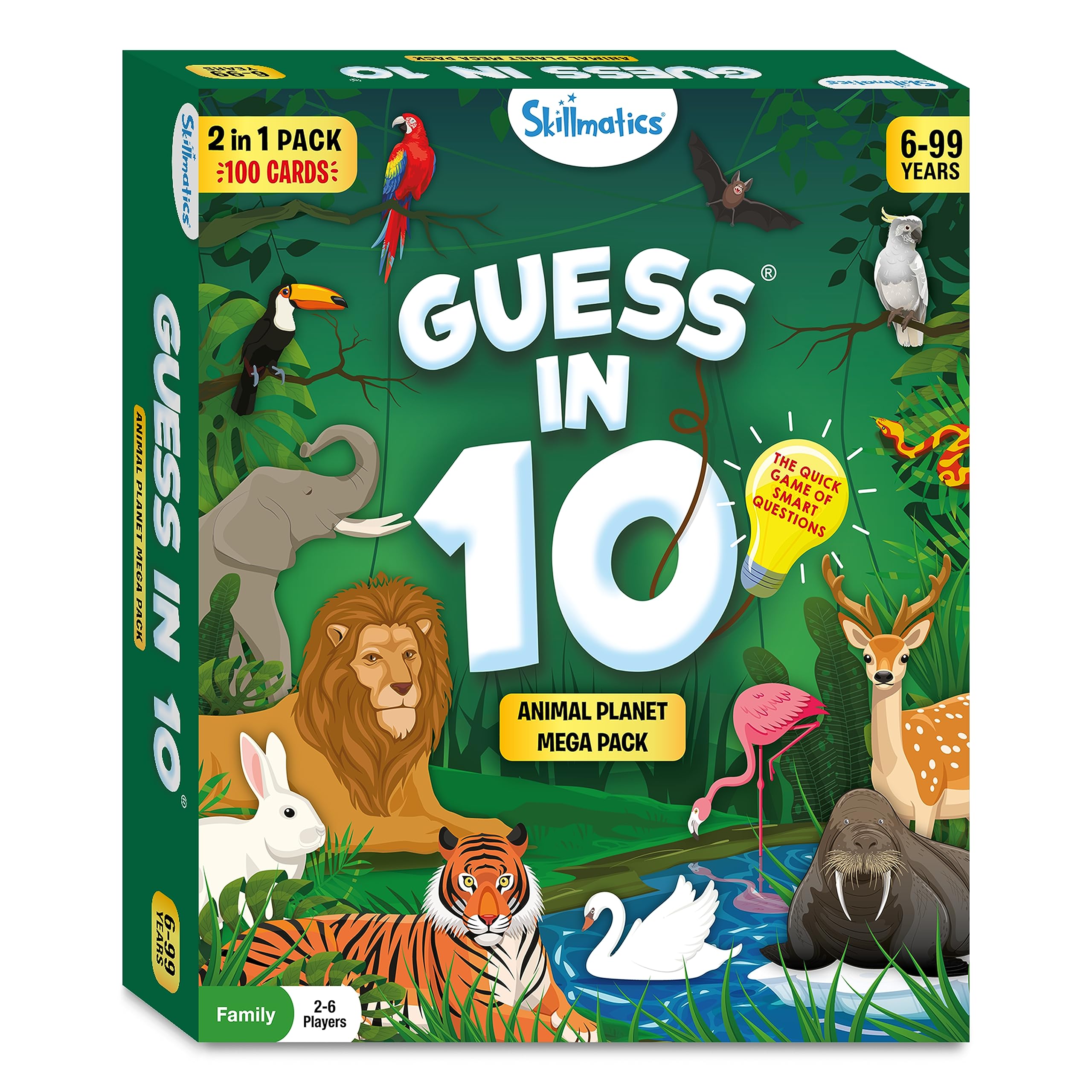 Skillmatics Guess in 10 Animal Planet, Card Game, Perfect for Boys, Girls, Kids, Teens, Adults Who Love Animals, Trivia Games, Travel Games, Gifts for Ages 6, 7, 8, 9, 10, and Up