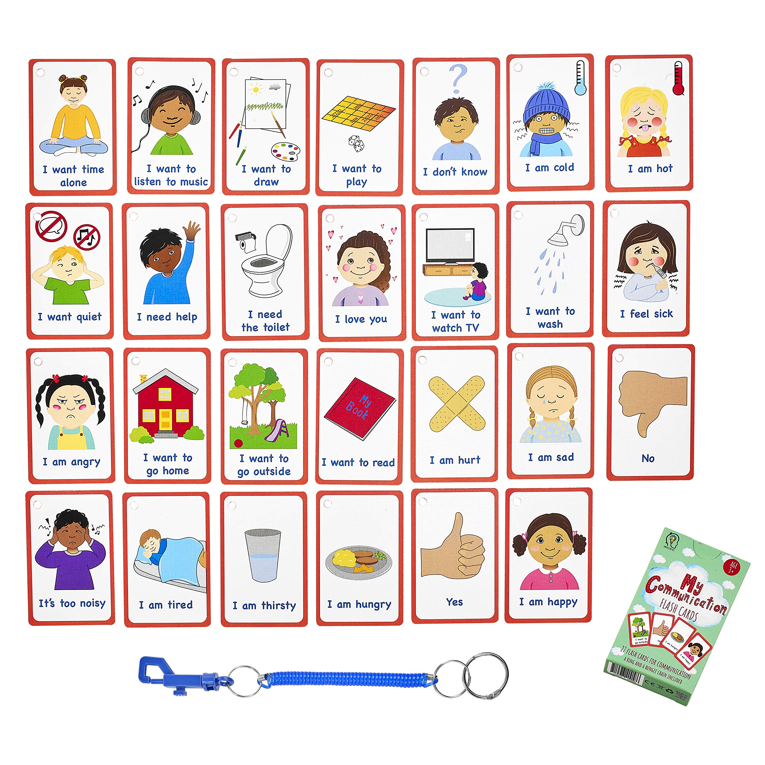 Amonev Special Needs My Communication Cards For Special Ed, Speech Delay Non Verbal Children and adults with Autism 27 Flashcards for visual aid or cue cards