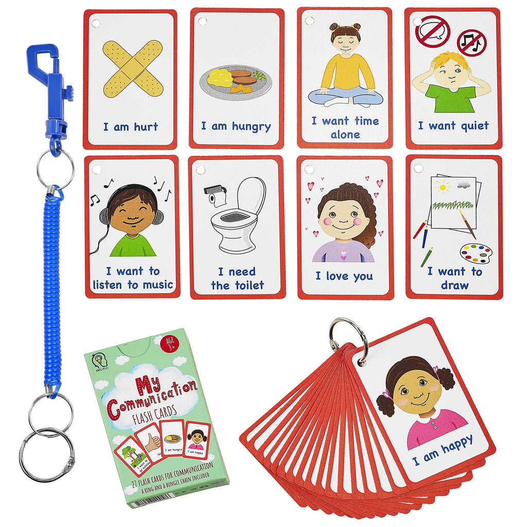 Amonev Special Needs My Communication Cards For Special Ed, Speech Delay Non Verbal Children and adults with Autism 27 Flashcards for visual aid or cue cards