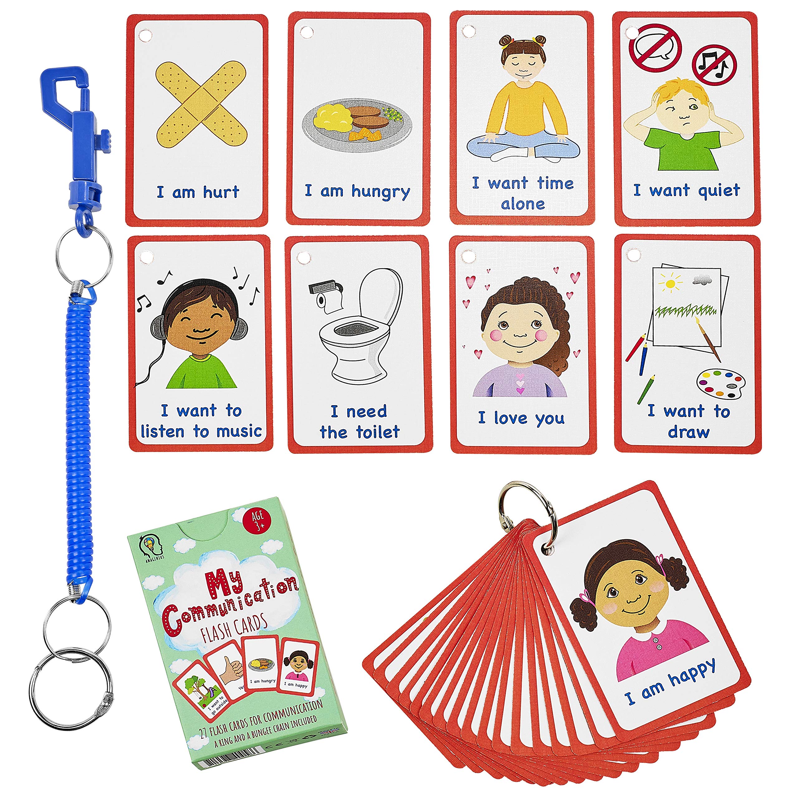 Amonev Special Needs My Communication Cards For Special Ed, Speech Delay Non Verbal Children and adults with Autism 27 Flashcards for visual aid or cue cards